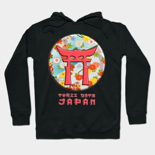 Torii Traditional Japanese Gate Buddhist Symbol Floral Pattern Chrysanthemum Cherry Blossom 60 Hoodie